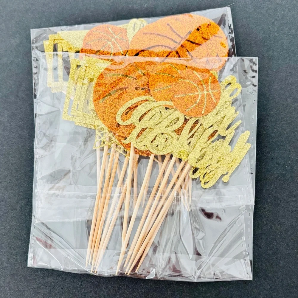 NEW 24 PCS Basketball Oh Baby Cupcake Toppers